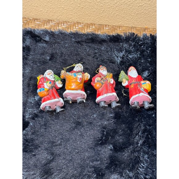 Vintage Santa Claus Christmas Ornaments Set Of 4 Figurines - Picture 1 of 10